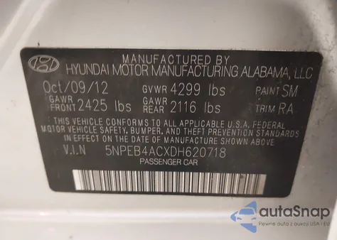 2013 Hyundai Sonata Gls из США, поврежденный, VIN 5NPEB4ACXDH620718